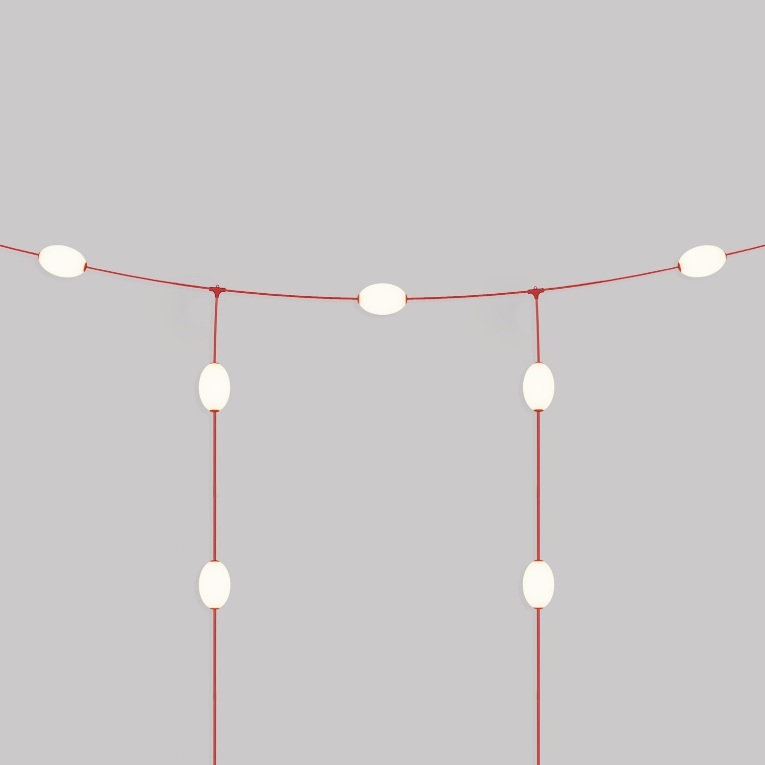 Lampki na taras girlanda, 8m x 2.6m MARINA GRID 7 x LED, 2W 180lm 2500K, 24V IP67 - koralowa czerwień