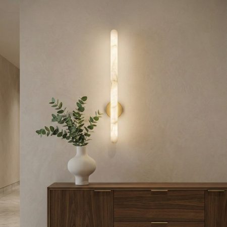 Kinkiet ścienny BRASS Zambelis 65cm, 3000K 1900lm 19W alabaster