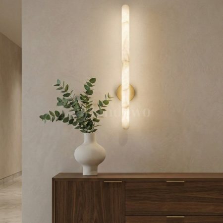 Kinkiet ścienny BRASS Zambelis 65cm, 3000K 1900lm 19W alabaster