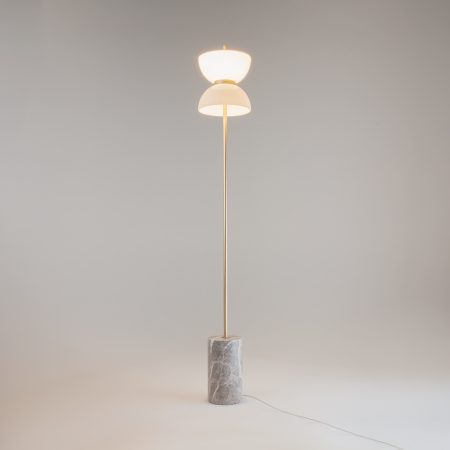 Lampa stojąca w stylu japońskim KYOTO 145cm Maytoni, 3000K 11W 1300lm, złoto + szary marmur