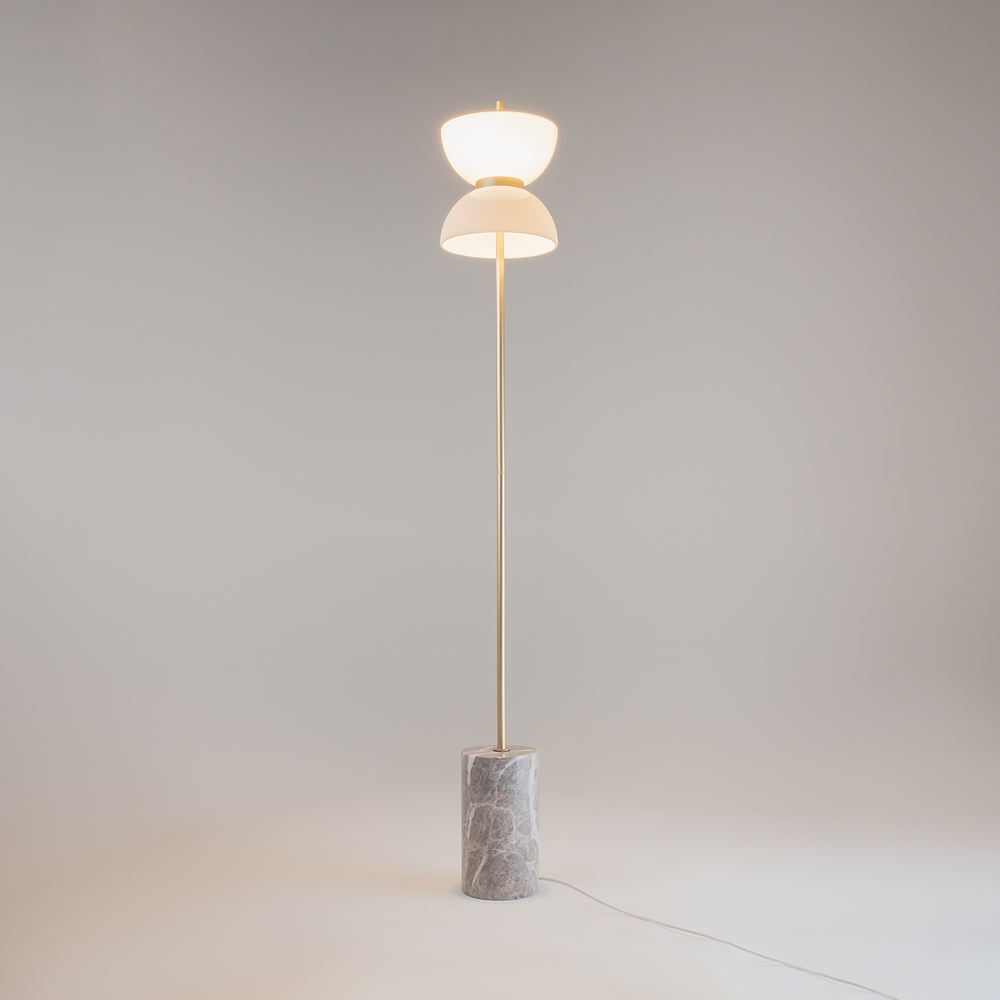 Lampa stojąca w stylu japońskim KYOTO 145cm Maytoni, 3000K 11W 1300lm, złoto + szary marmur