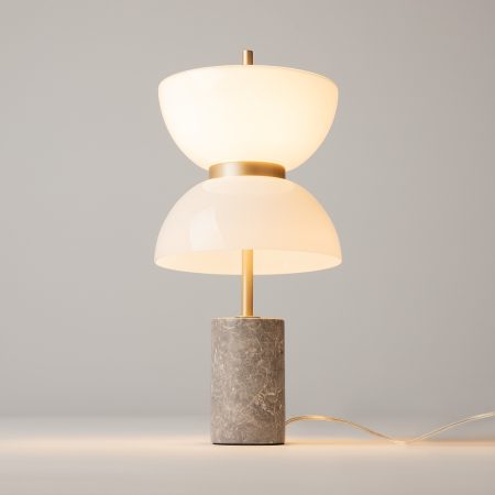 Lampa stołowa w stylu japońskim KYOTO 46cm Maytoni, 3000K 11W 500lm, złoto + szary marmur