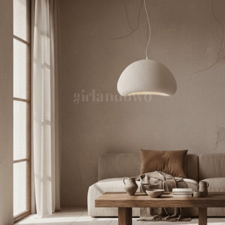 Japońska lampa wabi-sabi wisząca FUNGI Zambelis E27 80cm, biała