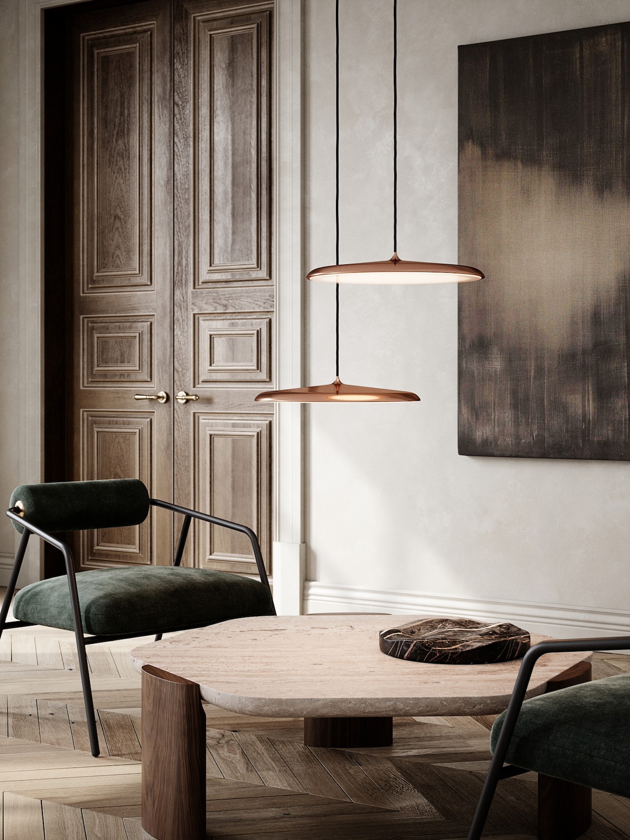 Lampa wisząca ARTIST Nordlux 40cm, 3000K 2300lm 25W, miedziana