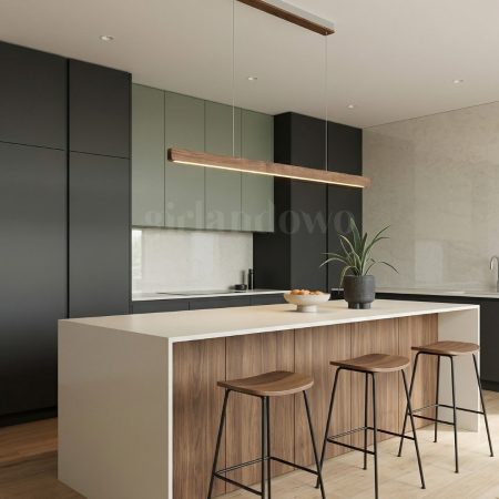 Drewniana lampa nad wyspę kuchenną ILGAS Nordlux, 115cm 3000K 47W 1800lm, ciemny brąz